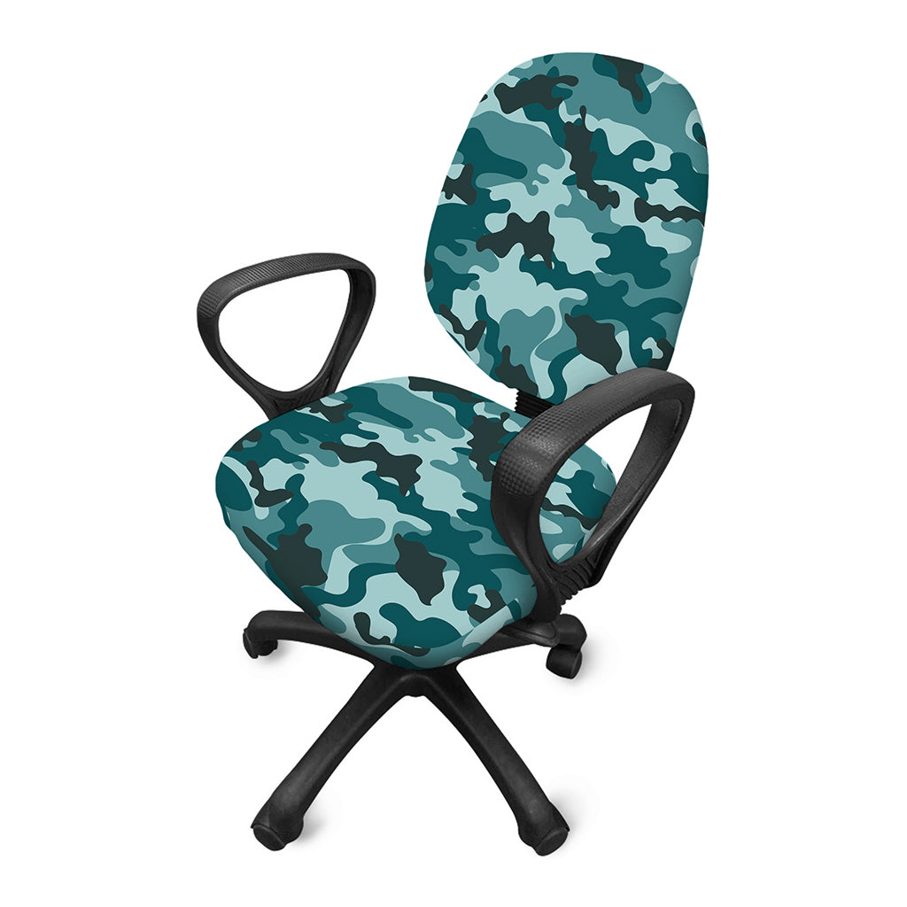 Forest Green Camouflage Print Office Chair Cover