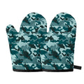 Forest Green Camouflage Print Oven Mitts