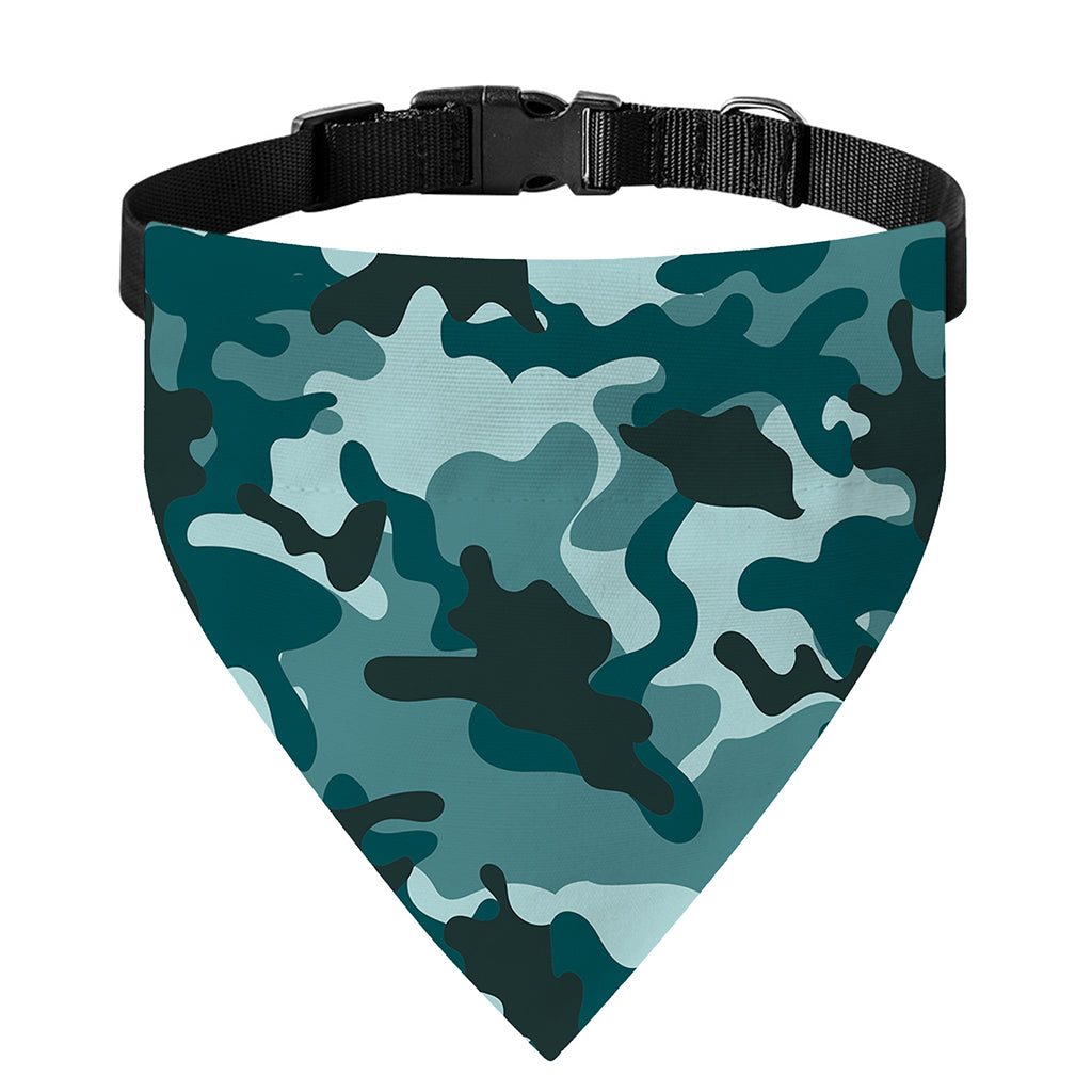 Forest Green Camouflage Print Over The Collar Dog Bandana