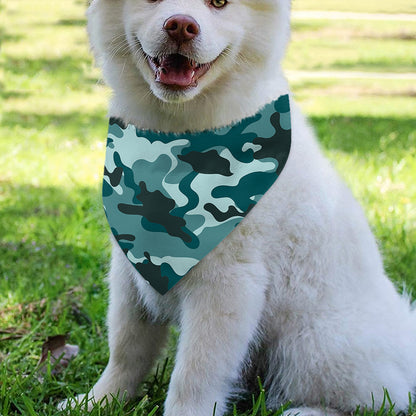 Forest Green Camouflage Print Over The Collar Dog Bandana