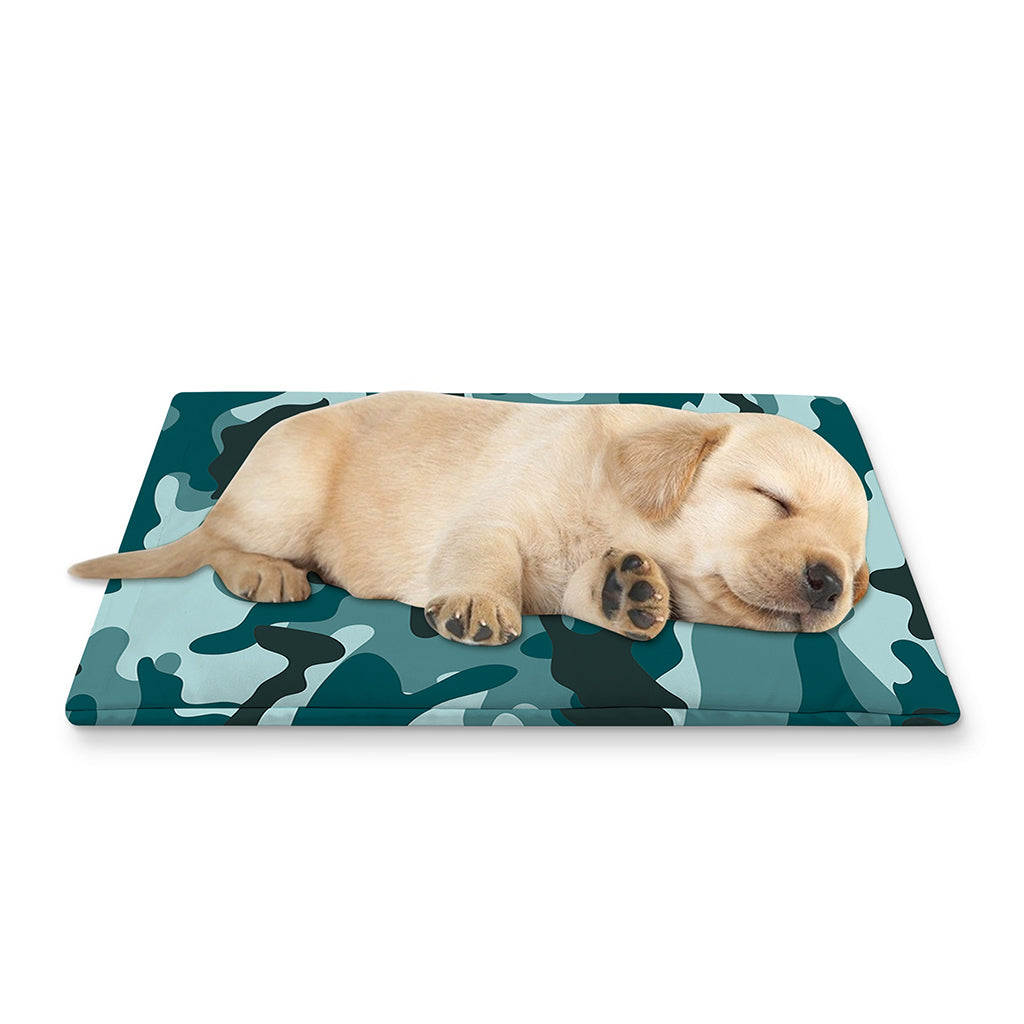 Forest Green Camouflage Print Pet Cooling Mat Cover