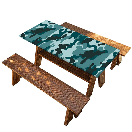 Forest Green Camouflage Print Picnic Table Cover