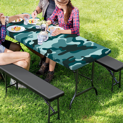 Forest Green Camouflage Print Picnic Table Cover