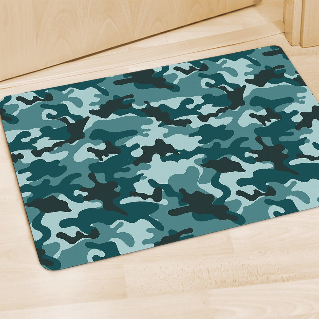Forest Green Camouflage Print Polyester Doormat