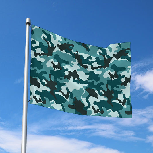 Forest Green Camouflage Print Polyester Flag