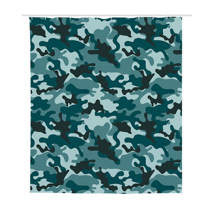Forest Green Camouflage Print Polyester Shower Curtain