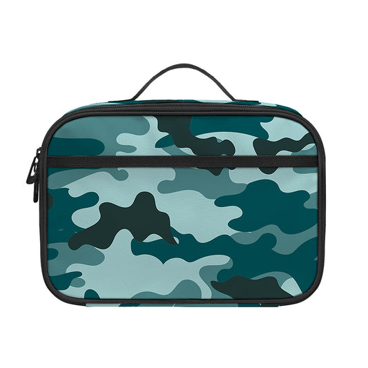 Forest Green Camouflage Print Portable Lunch Bag