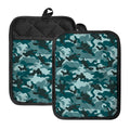Forest Green Camouflage Print Pot Holders With Pocket