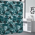 Forest Green Camouflage Print Premium Shower Curtain