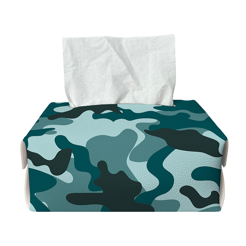 Forest Green Camouflage Print Rectangle Tissue Box Cover