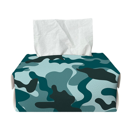 Forest Green Camouflage Print Rectangle Tissue Box Cover