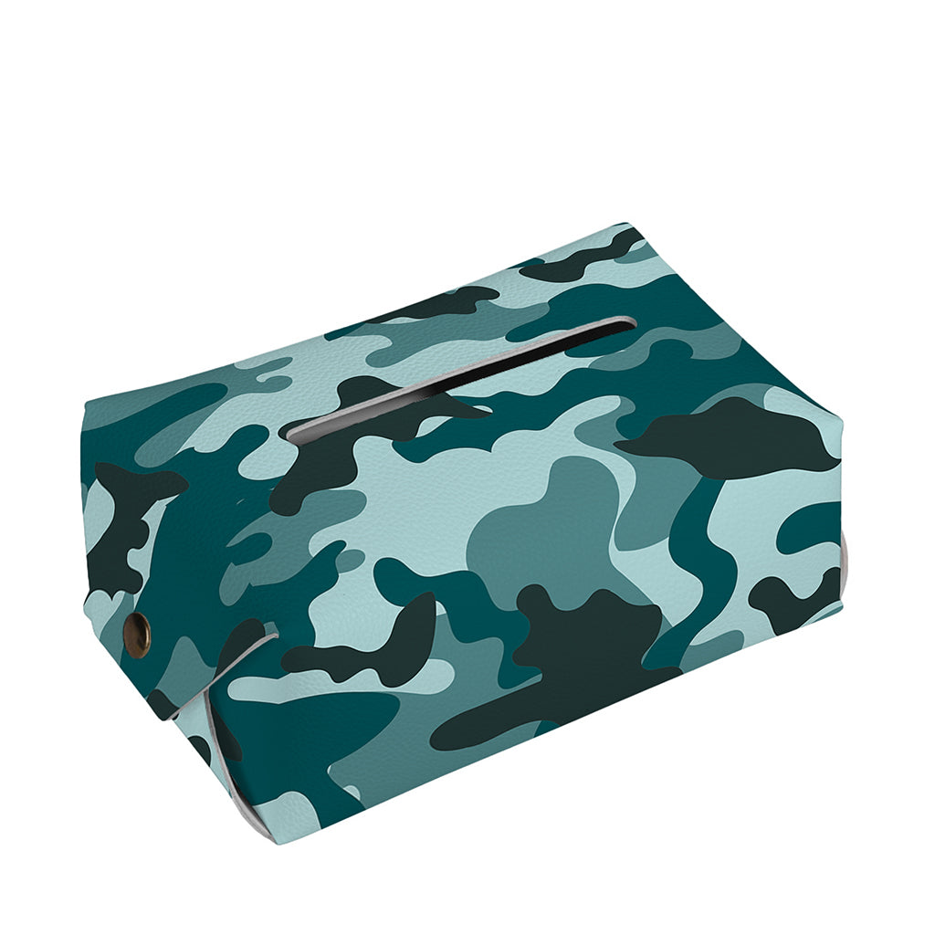 Forest Green Camouflage Print Rectangle Tissue Box Cover