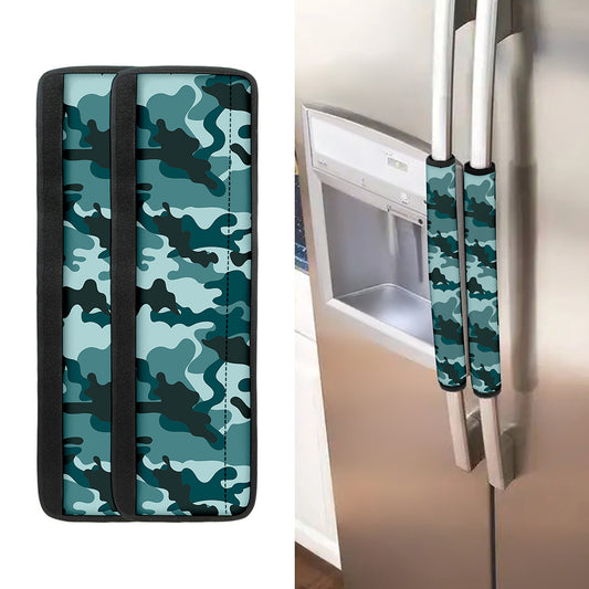 Forest Green Camouflage Print Refrigerator Handle Covers