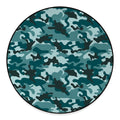 Forest Green Camouflage Print Round Floor Mat