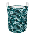 Forest Green Camouflage Print Round Laundry Basket