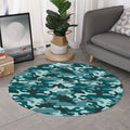 Forest Green Camouflage Print Round Rug