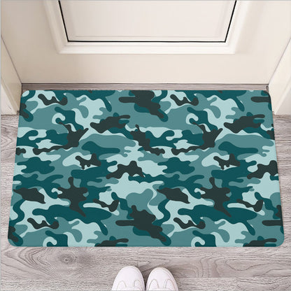 Forest Green Camouflage Print Rubber Doormat