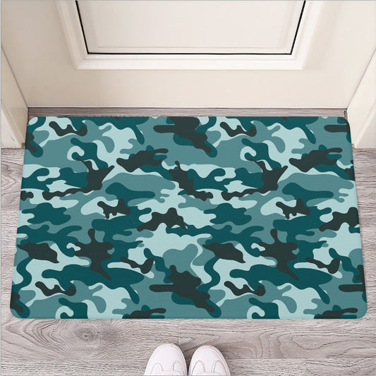 Forest Green Camouflage Print Rubber Doormat