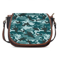 Forest Green Camouflage Print Saddle Bag