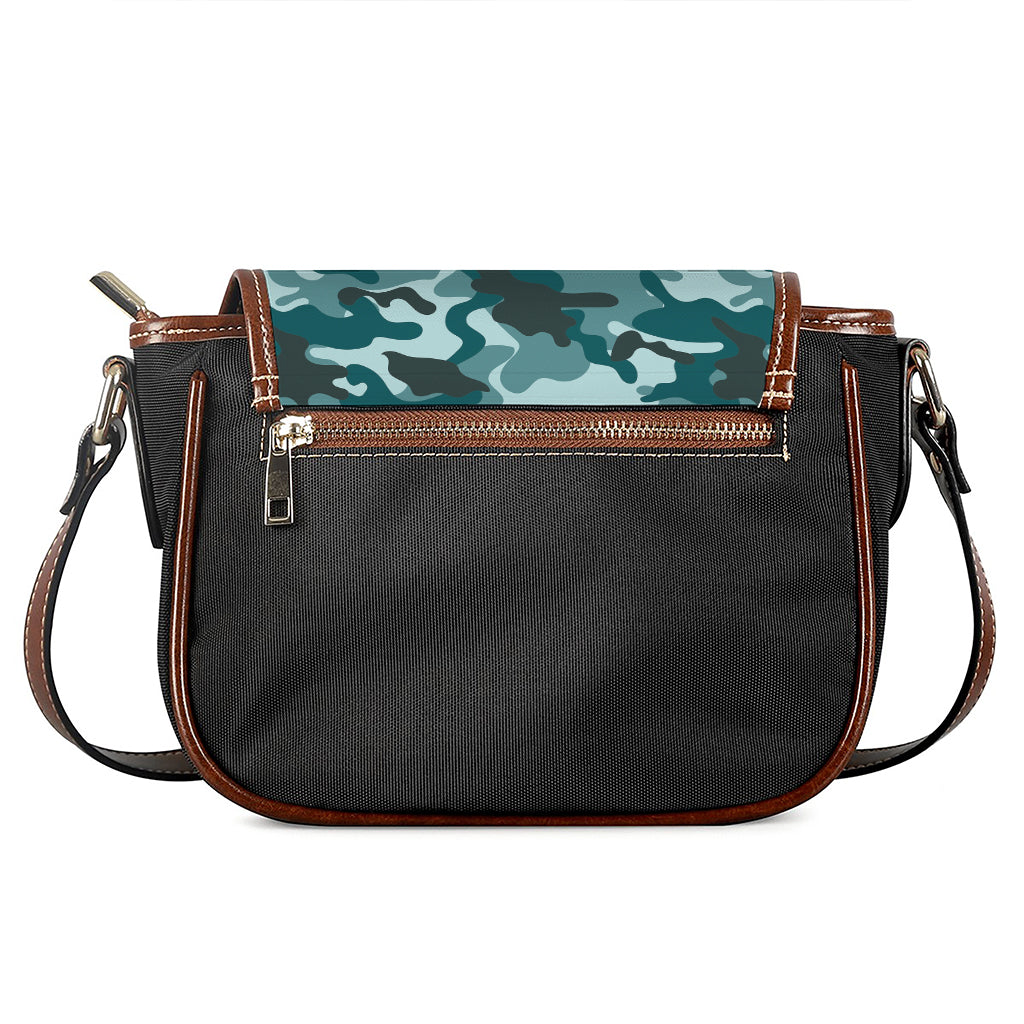 Forest Green Camouflage Print Saddle Bag