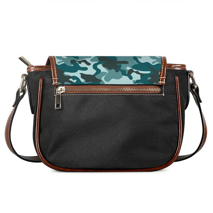 Forest Green Camouflage Print Saddle Bag