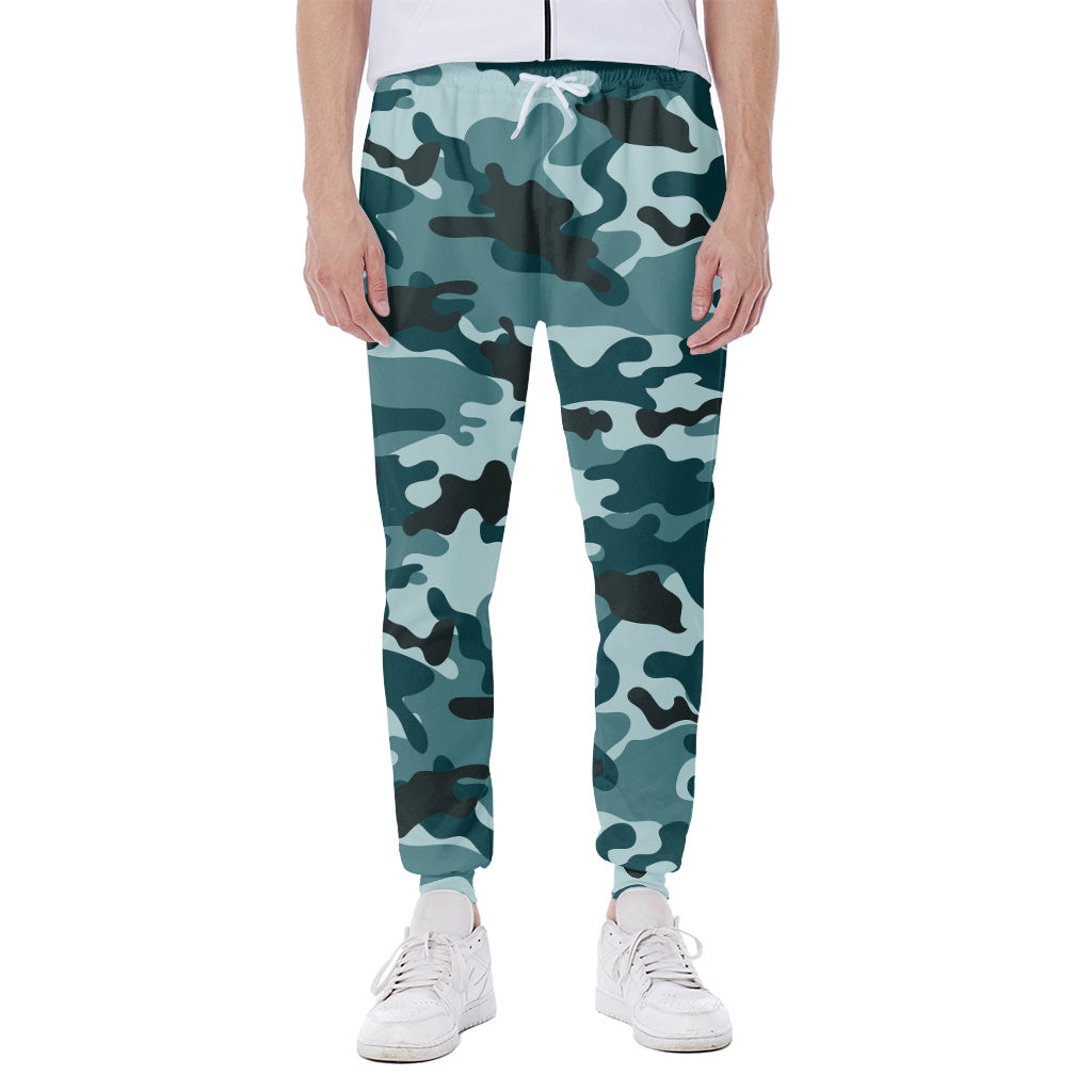 Forest Green Camouflage Print Scuba Joggers