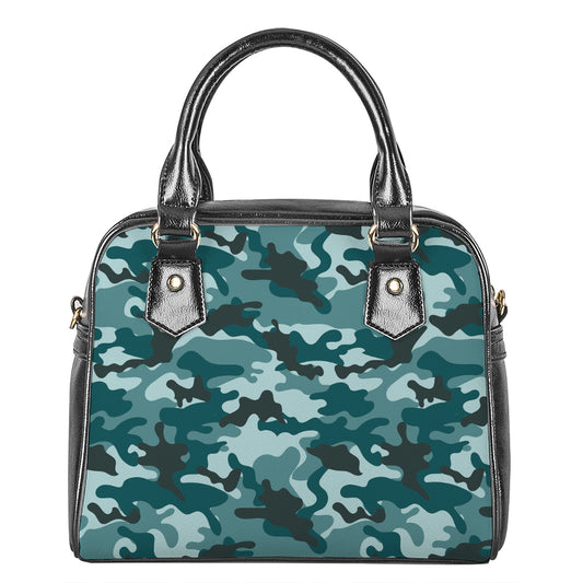 Forest Green Camouflage Print Shoulder Handbag