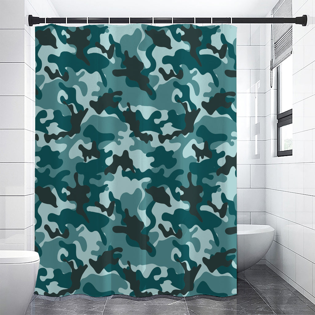 Forest Green Camouflage Print Shower Curtain