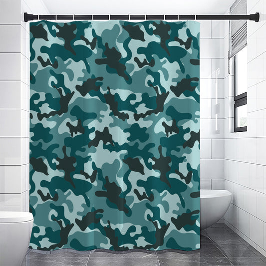 Forest Green Camouflage Print Shower Curtain