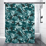 Forest Green Camouflage Print Shower Curtain