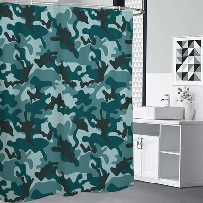 Forest Green Camouflage Print Shower Curtain