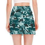 Forest Green Camouflage Print Side Slit Mini Skirt