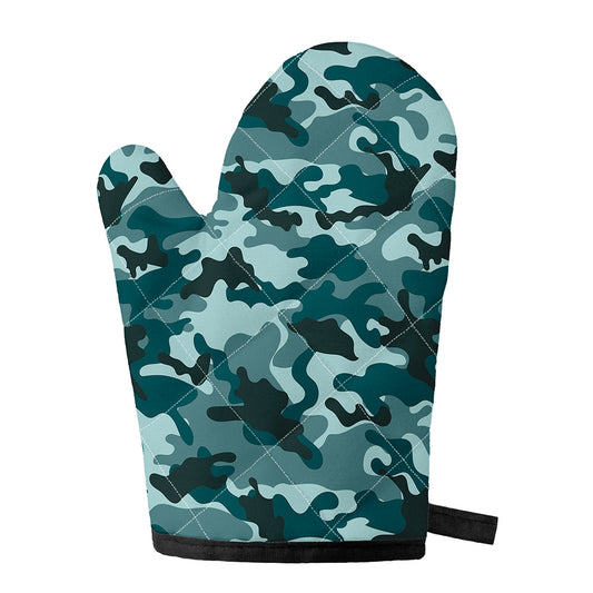 Forest Green Camouflage Print Single Oven Mitt