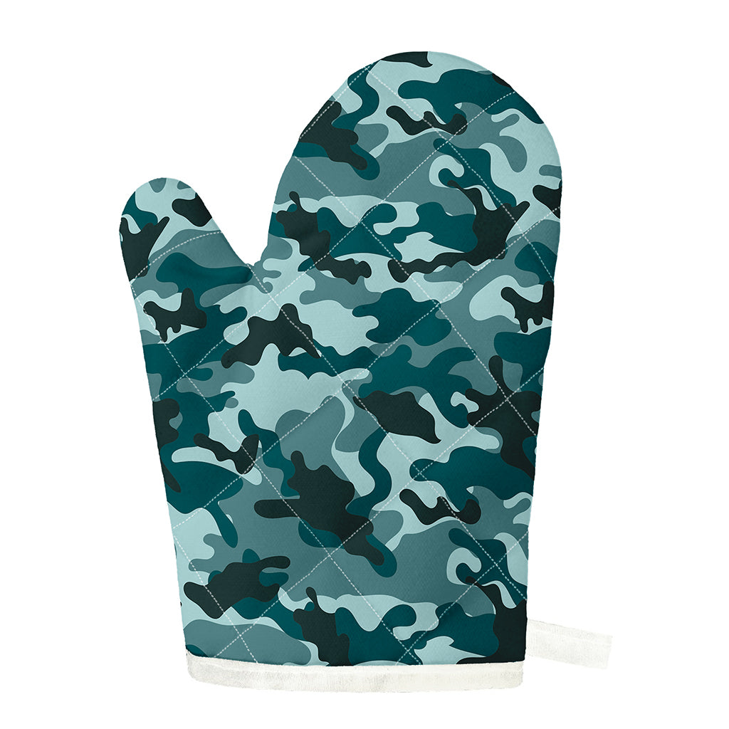 Forest Green Camouflage Print Single Oven Mitt
