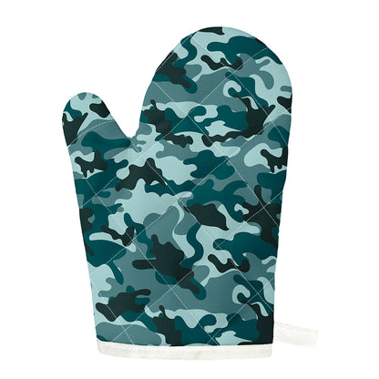 Forest Green Camouflage Print Single Oven Mitt