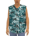 Forest Green Camouflage Print Sleeveless Baseball Jersey