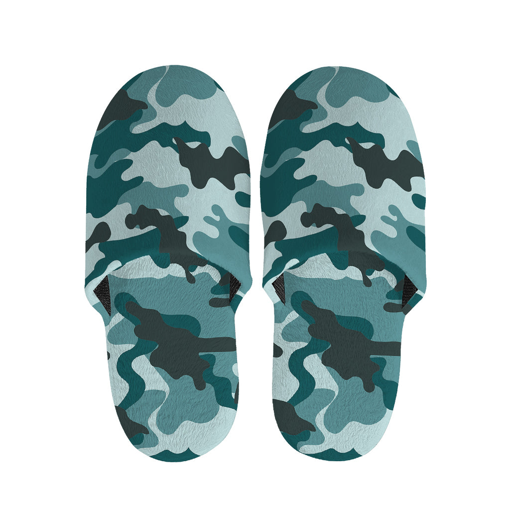 Forest Green Camouflage Print Slippers