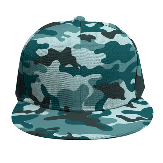 Forest Green Camouflage Print Snapback Cap