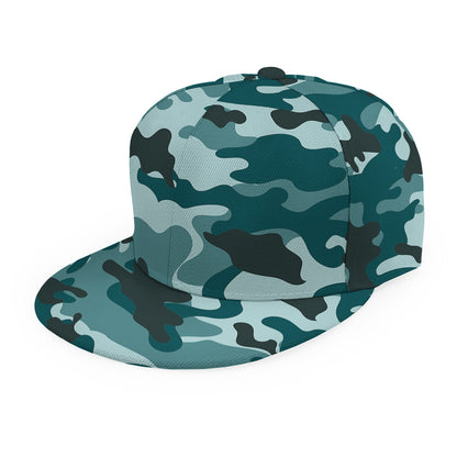 Forest Green Camouflage Print Snapback Cap