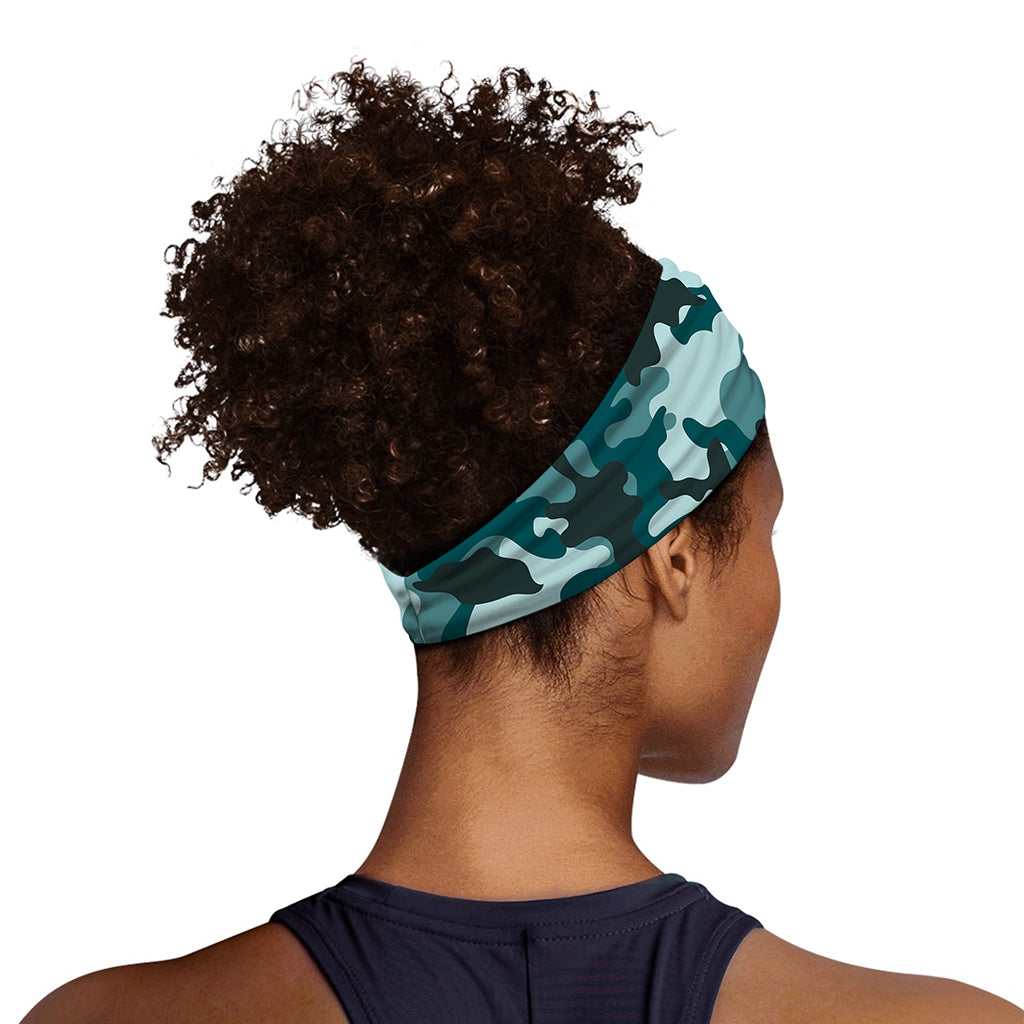 Forest Green Camouflage Print Sports Headband