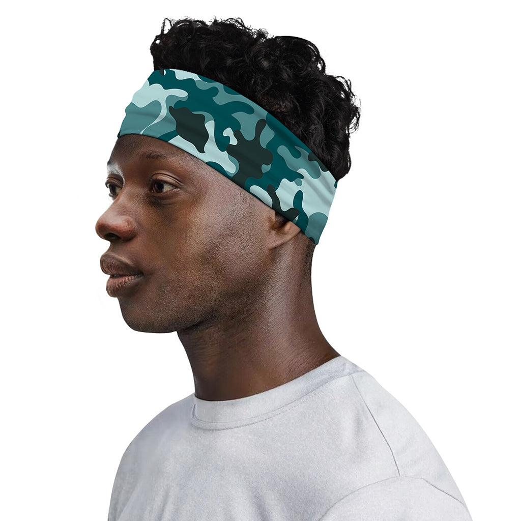 Forest Green Camouflage Print Sports Headband