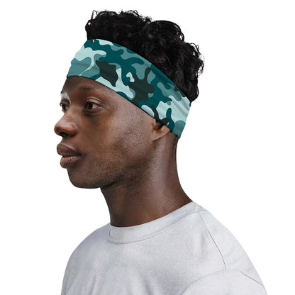 Forest Green Camouflage Print Sports Headband