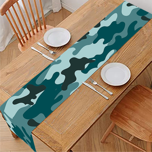 Forest Green Camouflage Print Table Runner