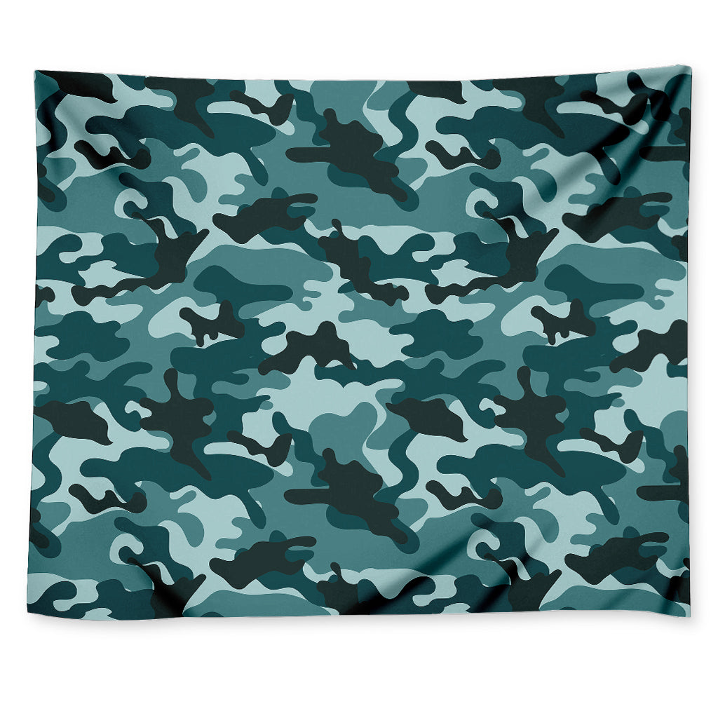 Forest Green Camouflage Print Tapestry