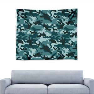 Forest Green Camouflage Print Tapestry
