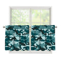 Forest Green Camouflage Print Tier Curtains