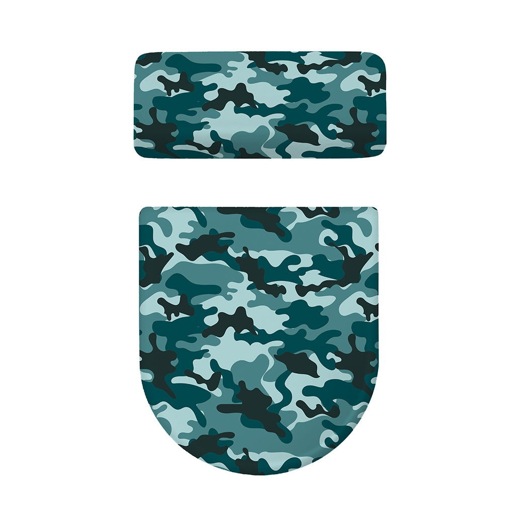 Forest Green Camouflage Print Toilet Lid And Tank Cover Set