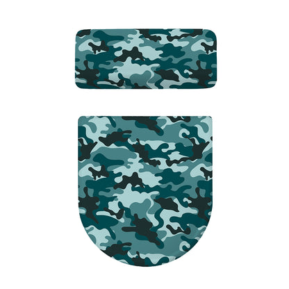 Forest Green Camouflage Print Toilet Lid And Tank Cover Set