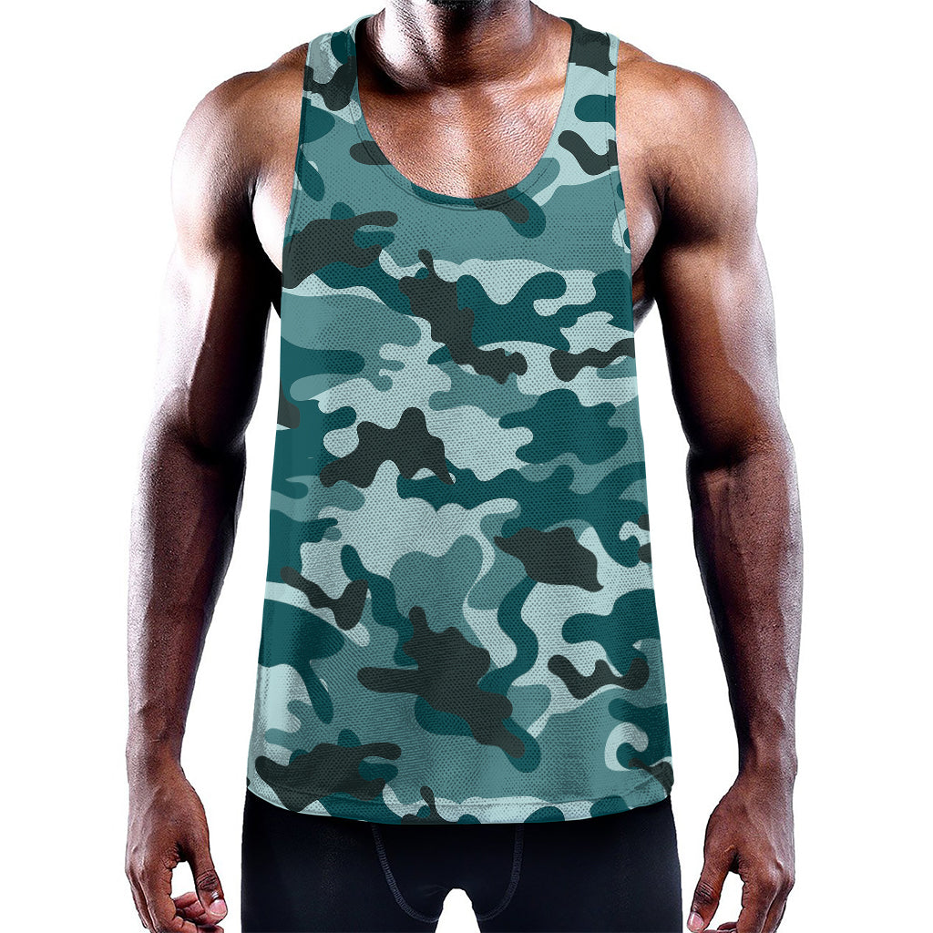 Forest Green Camouflage Print Training Tank Top