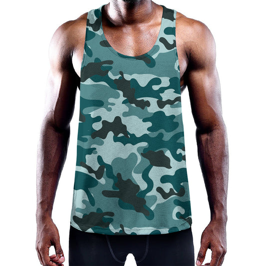 Forest Green Camouflage Print Training Tank Top